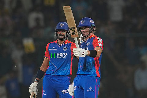Tristan Stubbs celebrates his fifty runs